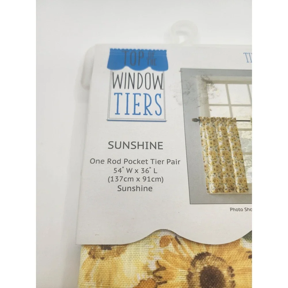 Lichtenberg Sunflower Rod Pocket Kitchen Window Tier Pair 54 x 36 Sunshine